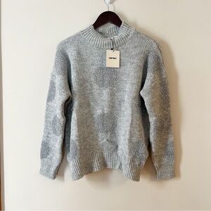 Koton Gray Metallic Polka Dot Mock Neck Sweater Size Small NEW